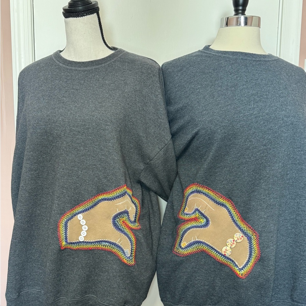 Upcycled Unisex BFF/Couples‎ Crewnecks Set of 2 Sizes Large and XL